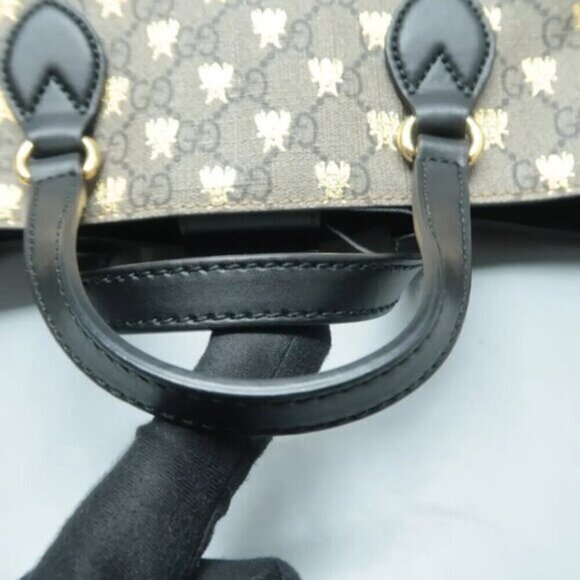 GUCCI Brown Bee Canvas Satchel 600-031425 - Picture 5 of 12